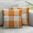 thumbnail image 3 of RUIYC  Fall Throw Pillow Covers Buffalo Plaid Check Pillow Covers with Pom-poms Decorative Couch Throw Pillows Farmhouse Cushion Cases for Sofa Orange and White, 3 of 5