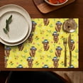 thumbnail image 5 of Yellow Highland Cow Flower Hat Pattern Summer Placemats Table Placemats Set Of 4-Linen Kitchen Washable Placemats Table Mats 11.8"x17.7" Non-Slip Heat Resistant, 5 of 6