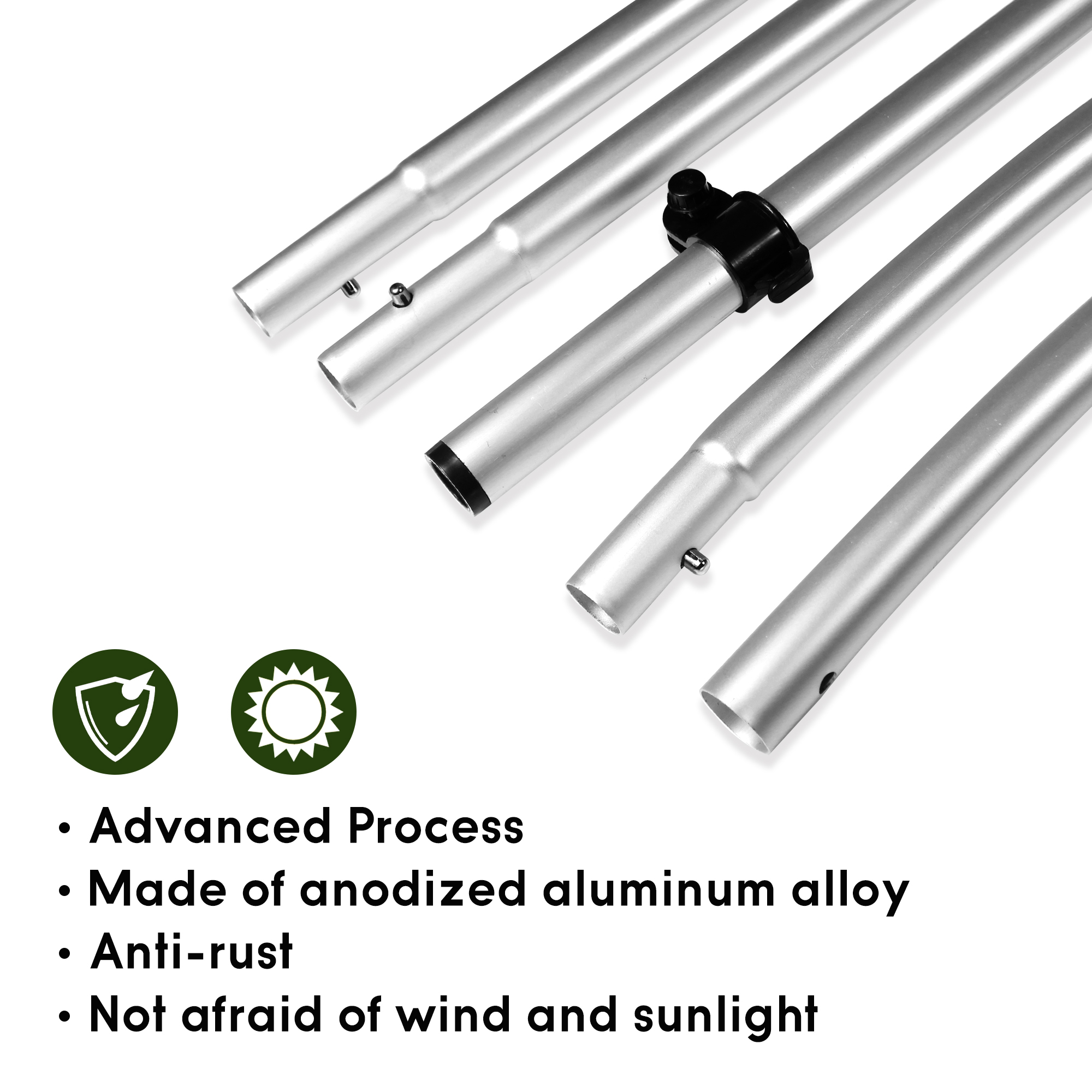 QSUM 11FT Advertising Feather Flag Pole Kit, Windless Business Sign FlagPole with Ground Spike,Aluminum Alloy Pole Set,1 PCS