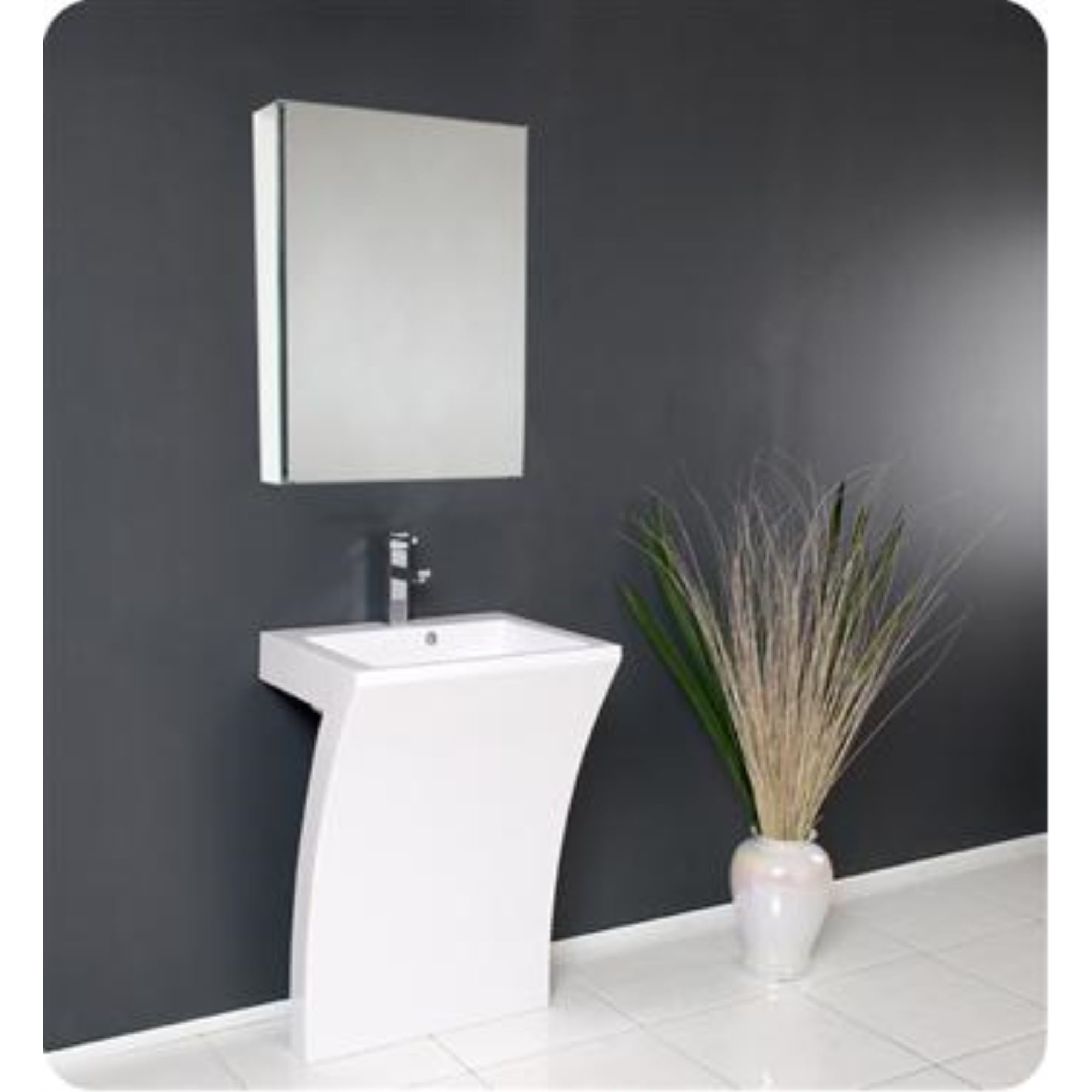 Buy Fresca Quadro White Pedestal Sink w/ Medicine Modern Bathroom Vanity Online at