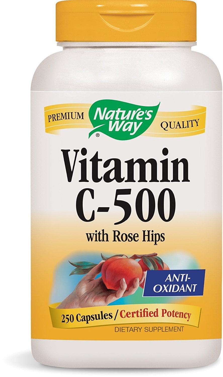 Nature's Way Vitamin C 500 with Rose Hips, 250 Capsules