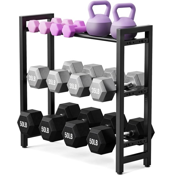 Niffgaff 3 Tier Dumbbell Rack Weight Rack Stand Only for Home Gym Storage Organizing Dumbbells Up to 390 lb Capacity