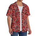 thumbnail image 2 of Fotbe Vintage Red Paisley Camisa Estampada de Manga Corta para Hombre, Casual de Verano, Estilo Playero, Sin Arrugas-Medium, 2 of 5