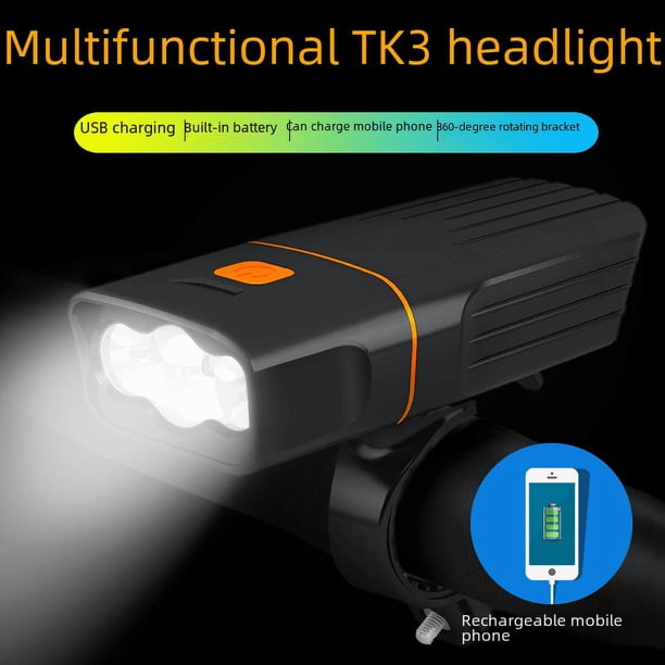 Luz de bicicleta TK3 Luz delantera TK2 Linterna de luz potente de carga Equipo de conducción Accesorios para conducción nocturna en bicicleta Luz de bicicleta de montaña