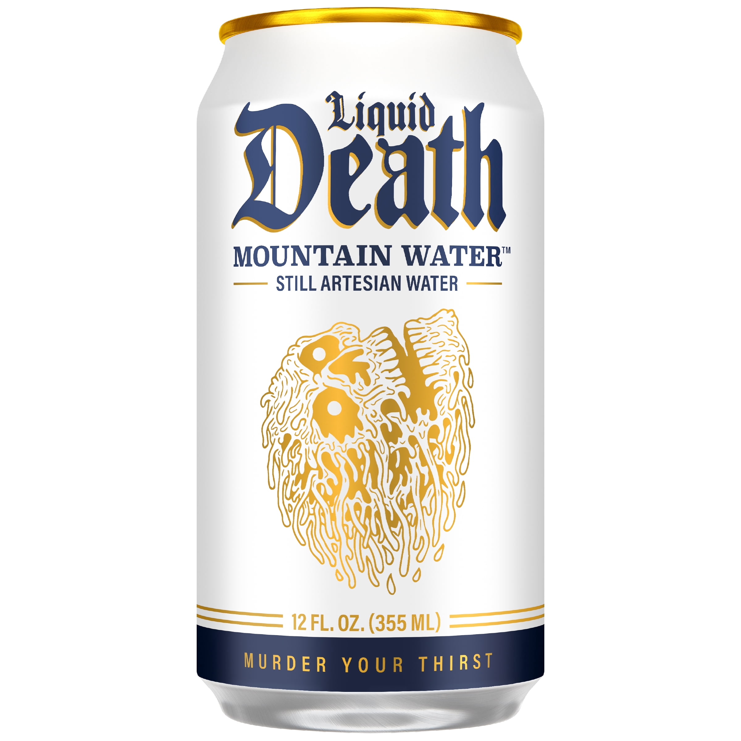 Liquid Death Still Mountain Water, Real Mountain Source, Ice-Cold Cans, Infinitely Recyclable, 12 Fl Oz (Pack of 12)