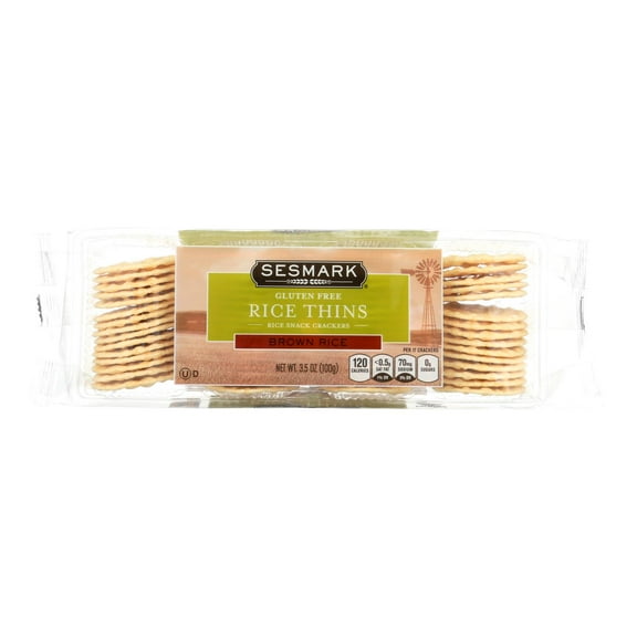 Sesmark Brown Rice Thins, 3.5 oz, 12 pack