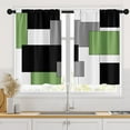 thumbnail image 1 of Geometric Sage Green Kitchen Curtains 36 Inch Length Black Grey White Window Short Tier Curtains Over Sink Set of 2, Modern Abstract Art Small Kitchen Decor 26x36 Inch, 1 of 7