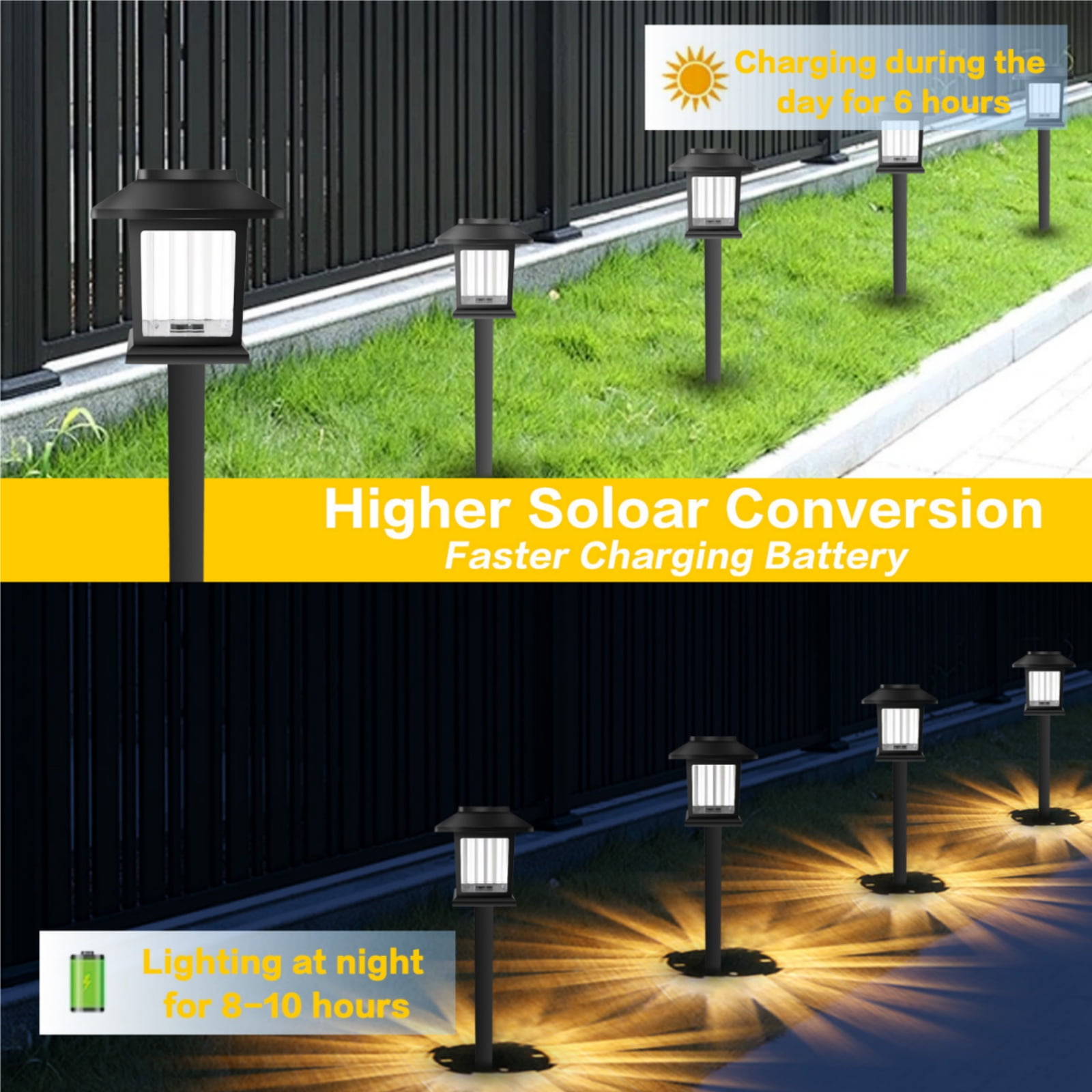 Jinyi Walkway Solar Lights Outdoor, 12 Pack White Light LED Waterproof Solar Outdoor Lights Outside Garden Landscape Walkway Path Yard Lawn Decor