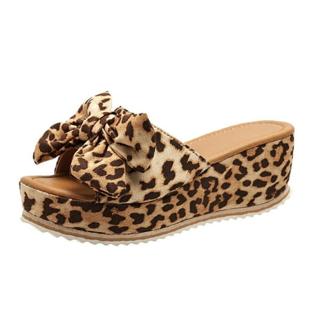 

Slip On Wedge Sandals for Women Espadrilles Wedges Open Toe Sandals Platform Bow Slides Dressy Summer Mules Casual Wedge Heels Sandals