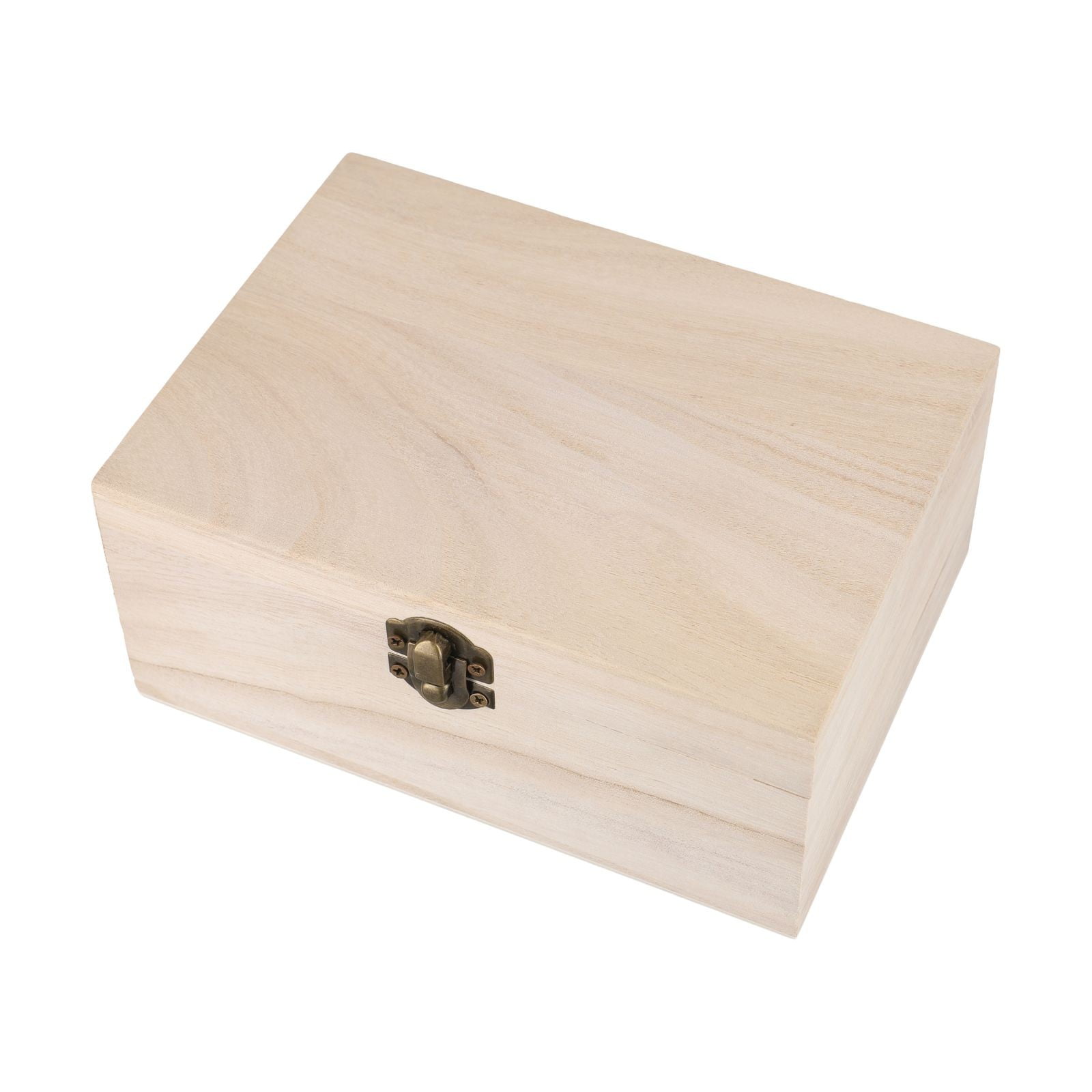 SOFEIYA Plain Wood Wooden Square Hinged Storage Boxes Craft Box
