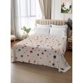 thumbnail image 3 of Twin Size Flat Sheet Only, Independence Five-pointed Star Shining Soft Brushed Microfiber Bed Sheets, Linen Burlap American Flag Day Hotel Quality Breathable Bedding Top Sheet, Easy Care, 66"x96", 3 of 9