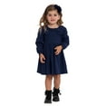 thumbnail image 6 of Wonder Nation Toddler Girls Puckered Bow Dress with Long Sleeves, Sizes 12M-5T, 6 of 15