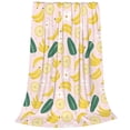 thumbnail image 2 of Balery Banana With Leaves Manta de Felpa Suave y Acogedora – Cobija de Franela Aterciopelada para Cama, Lavable y Cálida para Sofá, Mascotas, Transpirable-80"x60", 2 of 7