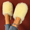 thumbnail image 7 of Bkhluea Fuzzy Faux Fur Slippers Women's Fluffy Long Hair Faux Fur Slip on Slides Fluffy Outdoor Flat Slippers Non-Slip Warm Home Slide Shoes, 7 of 7