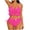 Hot Pink, variant on Swim Set Women, 2-Piece Bikini, Ruffled Drawstring Top with Beaded Ties & Padded Cups Purple S