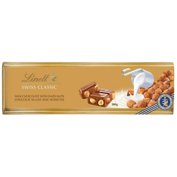 Lindt SWISS CLASSIC Gold Hazelnut Milk Chocolate Bar, 300 Grams, 300 g