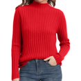thumbnail image 1 of ManxiVoo Women's Ribbed Knit Turtleneck Sweater Long Sleeve Pullover Basic Top for Fall 2025 Versatile Layering Piece XL Size Red, 1 of 6