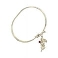 thumbnail image 2 of 5 3/4 inch Oval Eye Hook Bangle Bracelet w/ Guardian Angel medal charm w/ January Red Swarovski Crystal, 2 of 3