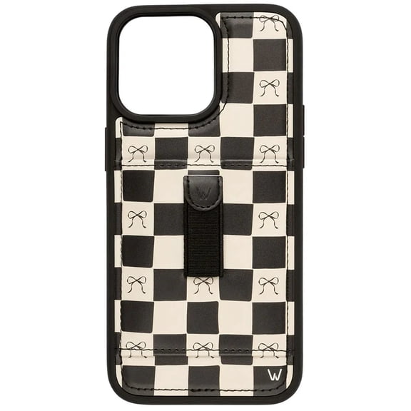 Walli Cases iPhone 16 Pro Max Sport Case with Wallet and Finger Strap - Bow Noir