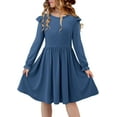 thumbnail image 2 of KISSMODA Girls Long Sleeve Casual A-Line Ruffle Skater Dress, 4-22 Years, 2 of 3
