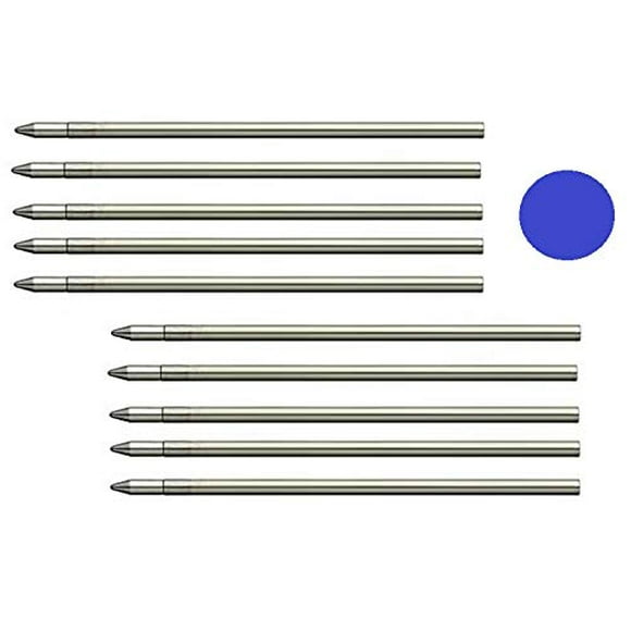 10 Stylos à Bille Refills Compatible avec Stylos Penagain, Point Moyen (Boîte en Vrac) (Boîte en Vrac) (Bleu)