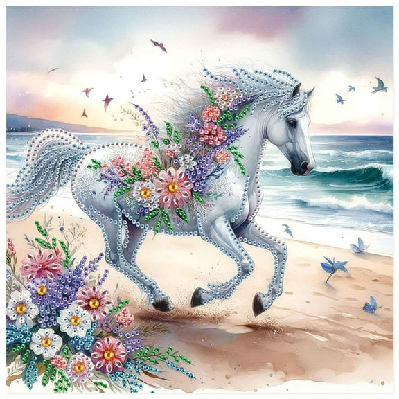 5D DIY Diamond Painting Kits, Seaside Horses Special Diamond DIY Art Kits for Adults for Home Decoration and Gift Options