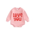 thumbnail image 1 of SUNSIOM Barboteuse Bébé Saint-Valentin Manches Longues Col Rond Imprimé Lettre Combinaison Garçon Fille, 1 of 9