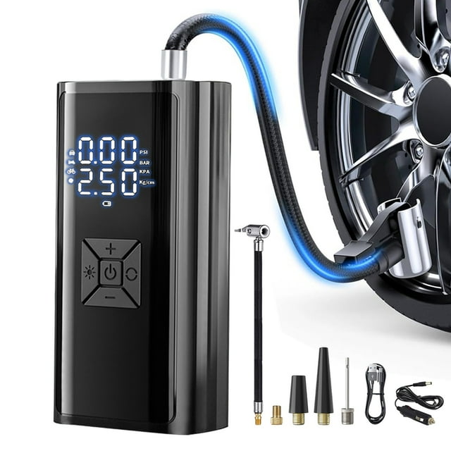 TopLLC Wireless Vehicle Inflator Pump Home Portable Rechargeable Inflator Pump, Screen Intelligent Digital Display With LED Lighting Power Bank 150psi