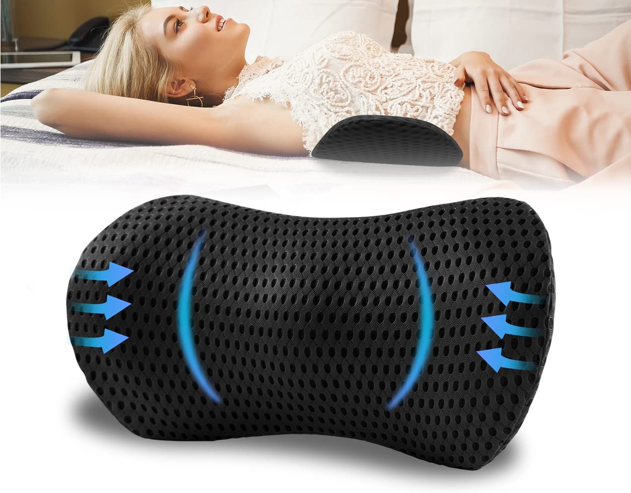 Lumbar Support Pillow for Car Office Chair Memory Foam Back Pillow