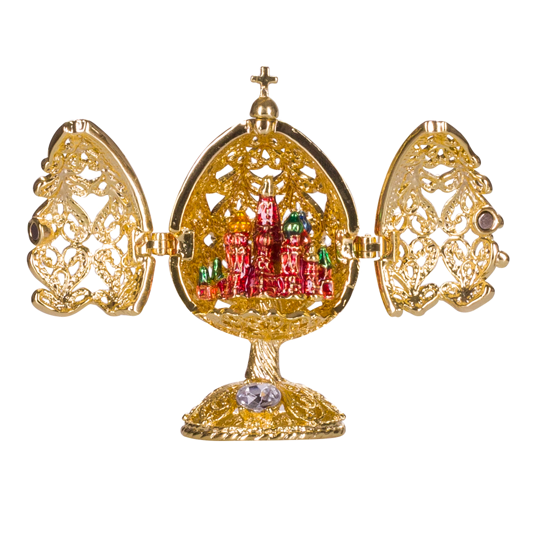 Œuf Fabergé Torsadé Crème 12 Cm – Boîte à Bijoux Élégante Avec Panier De Fleurs Intérieur, Décoration Luxe Danila-Souvenirs