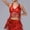 #269-Red, variant on Women's Halter Fringe Top, Leather-Look Sequin Dance Costume with Padded Bra, V-Neck Crop Top for Stage Performance and Party