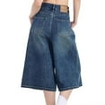 thumbnail image 4 of adviicd Denim Bermuda Shorts for Women Wide Leg Loose Jeans Casual Comfy Going Out Shorts with Pockets Blue, XXL, 4 of 6