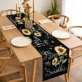 thumbnail image 3 of You Are My Sunshine Table Runner 48 Inches Long Farmhouse Dress Scarves, Yellow Sunflowers Cute Bees Heart Black Dining Tablerunner for Coffee Table/Kitchen Island/Party Décor, 13" x 48", 3 of 8
