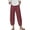 Wine, variant on Costeam Womens Capri Pants Cotton Linen Blend Wide Leg with Side Pockets Mid Rise Relaxed Waist Lace Embroidery Split Cuff Cropped Trousers Lightweight Breathable Soft Casual Summer Bottoms