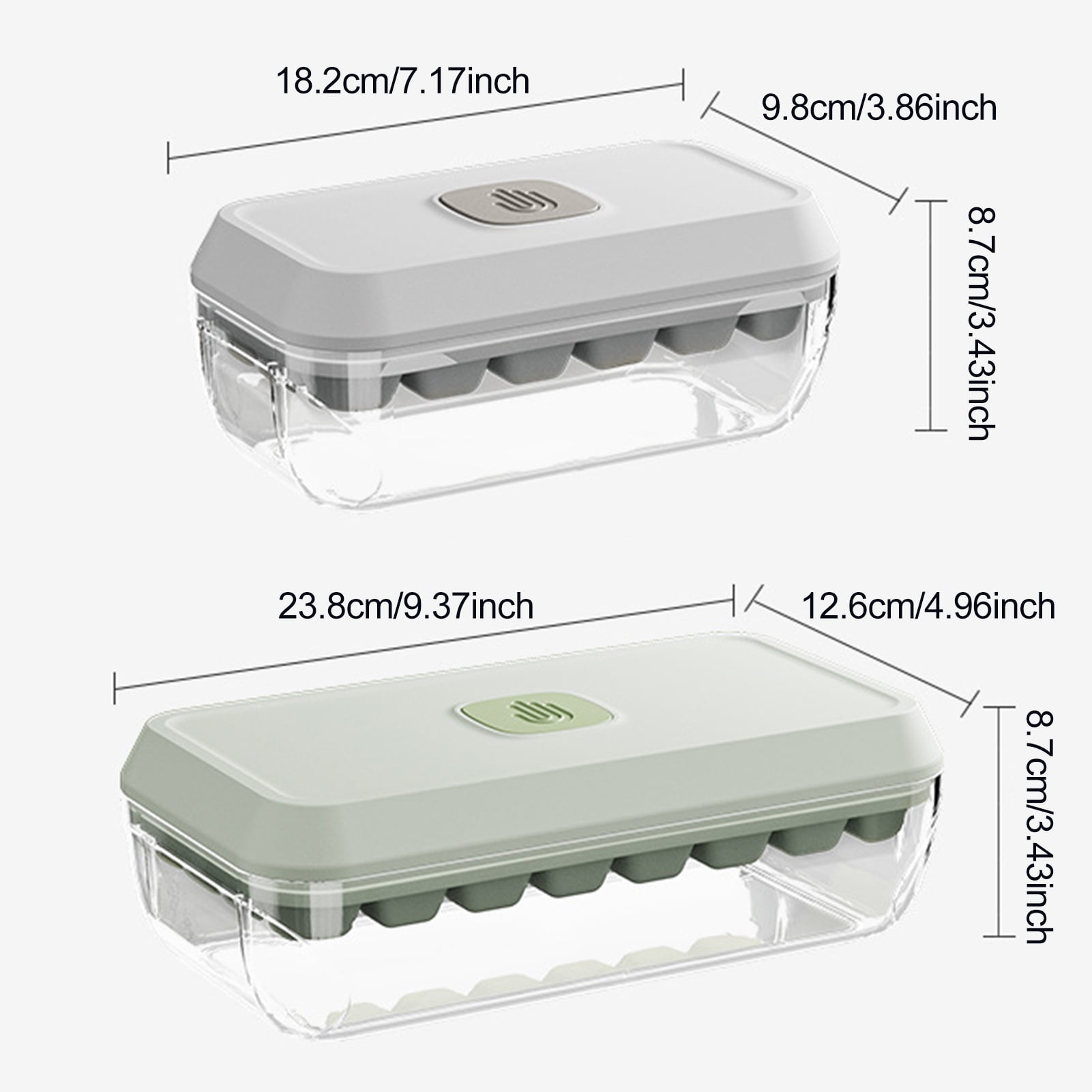OIUR Ice Cube Tray with Lid And Bin Press-Button Release Ice Mold for Freezer BPA-Free Ice Cube Maker for Drinks
