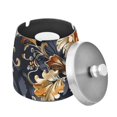 thumbnail image 2 of Floral Gold Ashtray with Lid Cigarette Ashtray Stainless Steel Ash Tray Ash Holder for Home Outdoor, 2 of 7