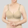 thumbnail image 3 of Bigersell Strapless Backless Bra Women Fashion Solid Comfortable Hollow Out Bra Underwear No Underwire Tall Size Corset Bra, Style 12066, Khaki 44B, 3 of 4