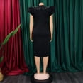 thumbnail image 5 of AURA Womens Elegant Beaded Ruffle Sleeve Round Neck Pencil Midi Dress Stretch Office Work Summer, 5 of 9