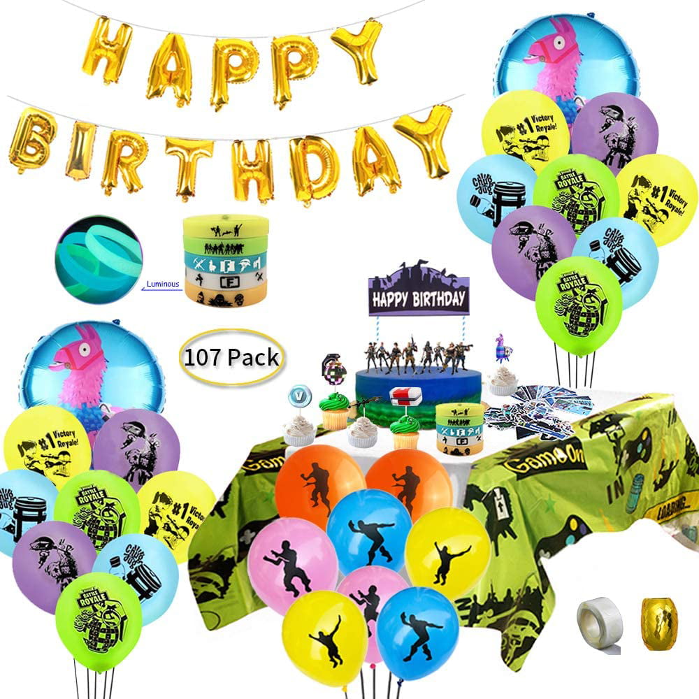 BESTY Video Game Party Supplies Birthday Balloons 20 Balloons Bracelets Cupcake Toppers