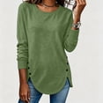 thumbnail image 2 of hotojiny Oversized Tshirts for Women Crewneck Curved Hem Tunic Tees Long Sleeve Loose Basic Tops Fall Pullover(Army Green,Large), 2 of 7