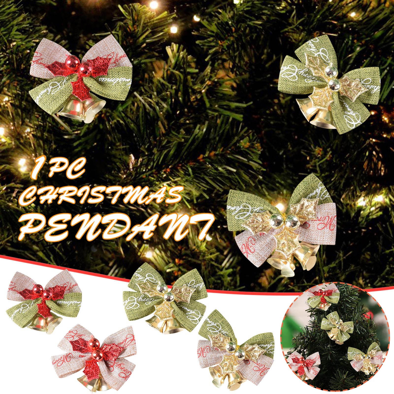 WNG 1 Piece Christmas Bows with Bells Christmas Tree Bows Christmas
