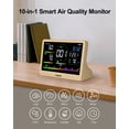 thumbnail image 2 of 16 in 1 Air Quality Monitor Indoor Detects, CO2 Tester for CO2, TVOC, PM2.5, PM1.0, PM10, HCHO, Temperature Humidity AQI & Time, 2500mAh Battery Powered, LED Display, Auto Alert for Car, Office, Home, 2 of 10