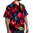 thumbnail image 2 of Cherry Men's Short Sleeve Spread Collar Hawaiian Shirts, Casual Printed Button Down Summer Beach Tops, Unisex Men's Shirts, 2 of 6
