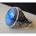 thumbnail image 3 of Labradorite Mans Ring, Natural Blue Fire Labradorite, Unisex Ring, Silver Jewelry, 925 Silver Ring, Birthday Gift, Heavy Men Ring, Arabic Design, Ottoman Style Ring, Christmas, Turkey Mens Signet Ring, 3 of 6