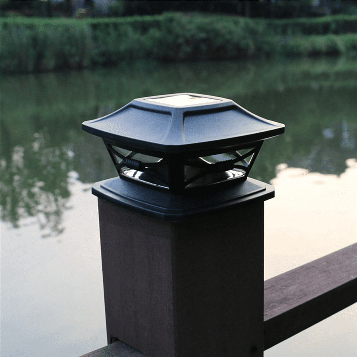2X Solar Post Cap Lights Outdoor Post Solar Lights LED Bulb Fence Post Lights for Inch Wooden Posts Warm White