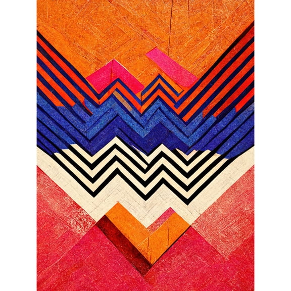 Memphis Design Geometric Retro Abstract Orange Red Blue Cream Painting Unframed Wall Art Print Poster Home Decor Premium
