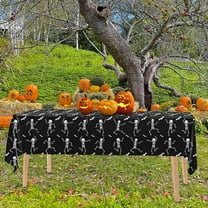Disposable Skeleton Tablecloth - 54" x 108", Plastic, Waterproof, Rectangular, Halloween Table Cover for Ghost Themed Party Home Decor