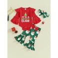 thumbnail image 2 of CIYCuIT Baby Girl 3Pcs Christmas Outfits Ruffle Long Sleeve Letter Print Romper + Santa Claus Print Flared Pants + Headband 3M 6M 12M 18M Infant Cute Clothes, 2 of 9