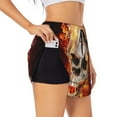 thumbnail image 2 of Haiem Satanic Skull Women's 2 in 1 Running Shorts - Lightweight Athletic Workout Gym Yoga Breathable Sports Shorts Liner with Phone Pockets-, 2 of 9