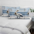 thumbnail image 4 of Coastal Pelican Standard Size Pillow Cover, Pillowcase Protectors with Zipper, Breathable Decorative Throw Pillow Case Cover, Modernism Art Oil Painting Birds Pillow Shams for Couch Sofa 20x26Inch, 4 of 8